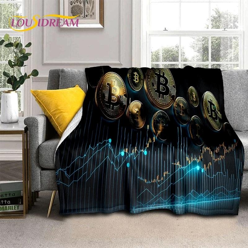 Bitcoin Virtuelle Währung NFT Weiche Flanelldecke für Betten Schlafzimmer Sofa Picknick, Überwurfdecke zum Zudecken Outdoor Freizeit Nickerchen Geschenk