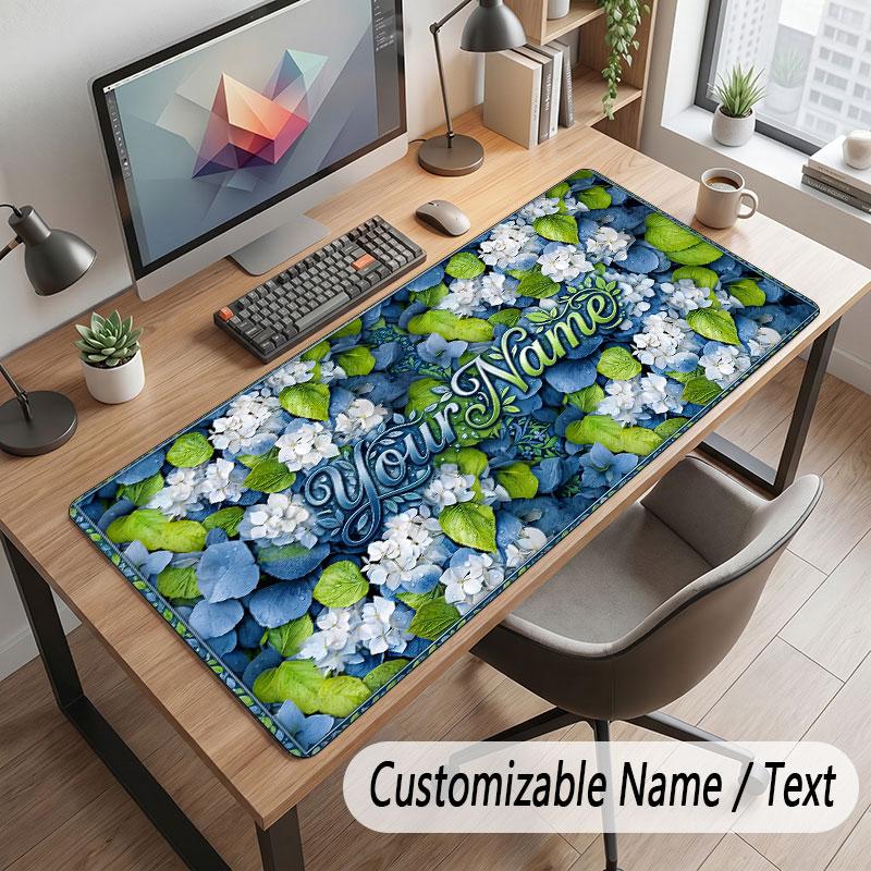 Floral Garden Theme Customized Mouse Pad Personalized Print Name Text Desk Mat For Home Office Table Decor