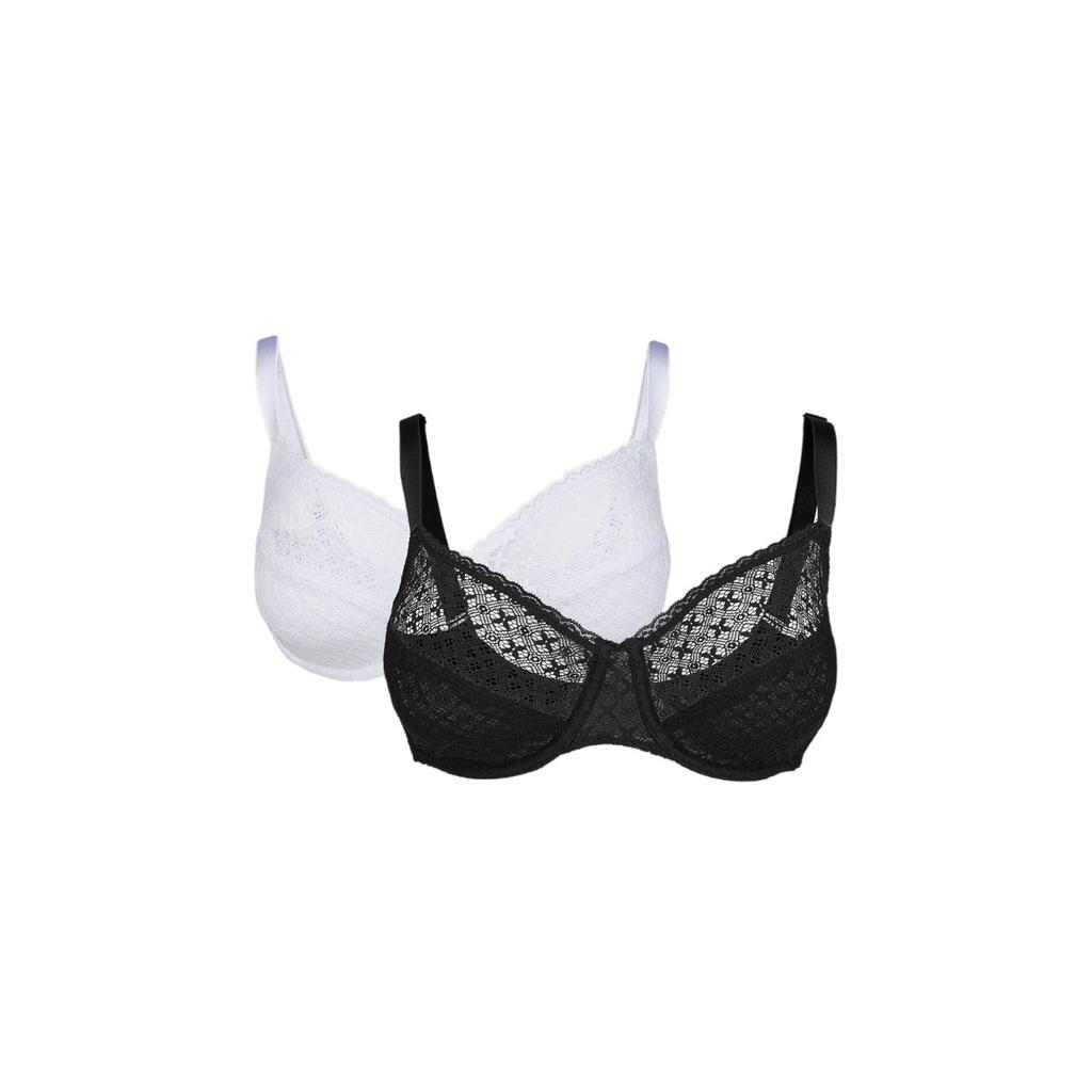 Gorgeous Womens/Ladies Textured Lace Bra (Pack of 2)