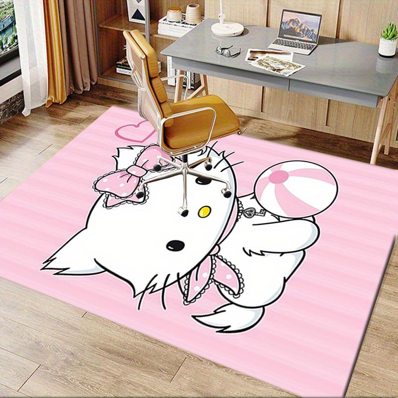 Office Rug Kitty, Pink Anti-Slip Rug, Machine Washable for Living Room, Bedroom, Office, Multiple Sizes, Bedroom Mat, Decorative Mat, Durable Mat, Liv