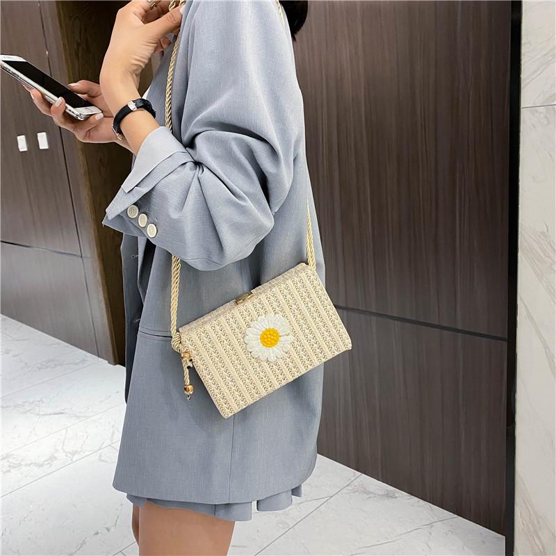 SCIONE Net Red Small Bag 2020 Women Messenger Bag Straw Woven Bag Small Square Bag Shoulder Bag