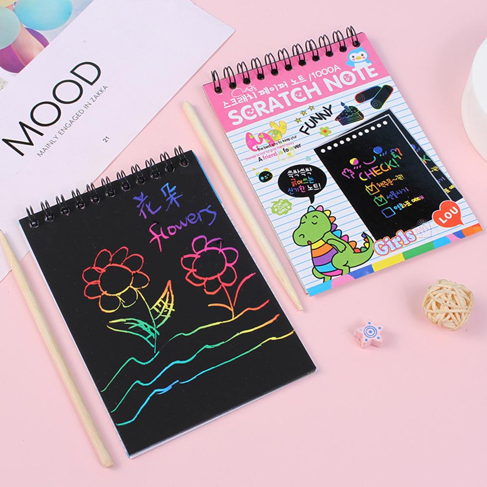 Children Scratch  Arts  Drawing  Paper Creative Colorful Graffiti Fun Diy Coils Painting Book For Party Favor Activities Game Gifts