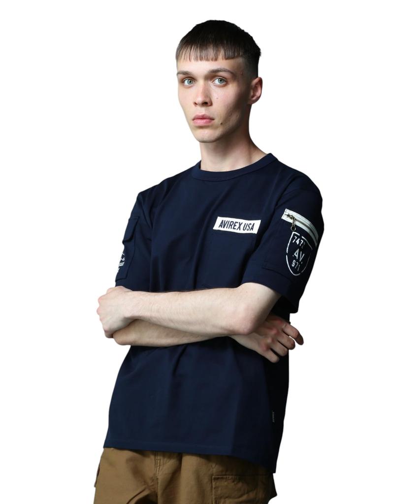 Avirex Fatigue T-Shirt, Men's Short Sleeve, Size XL (120), Navy, 783-5934010