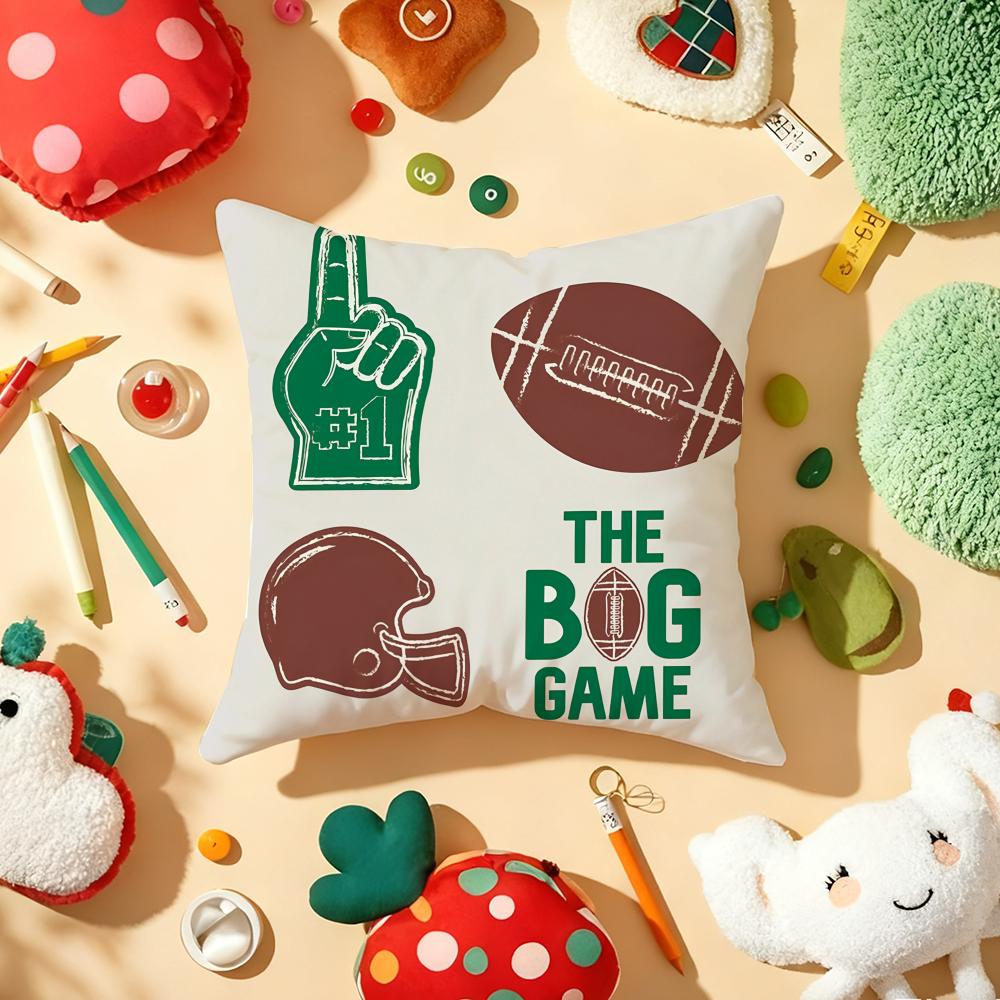 Super Bowl Cushion Cover Soft Short Plush DoubleSided Printing Home Decor Machine Washable Pillow Case Gift