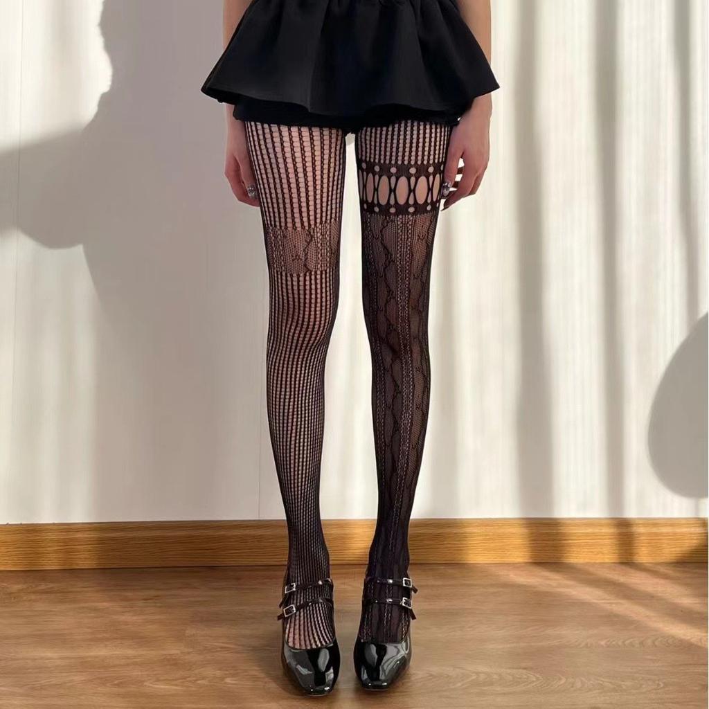 Daily Asymmetric Punk Stockings Hollow out Fishnet Stocking Sexy Pantyhose