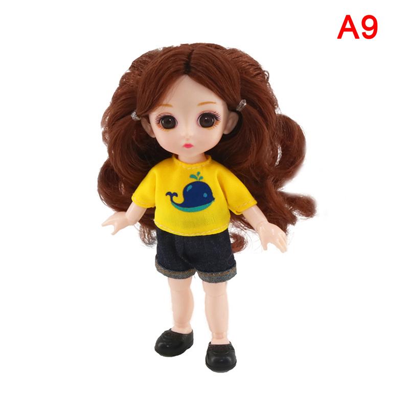 Bjd 16Cm Doll 13 Movable Joints Casual Fashion Princess Clothes Suit Accessories Nude Decoration Multicolor Hair Girl Gift Toy