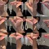 Women's French Retro Diamond Tassel Stud Earrings – Elegant Fashion Design