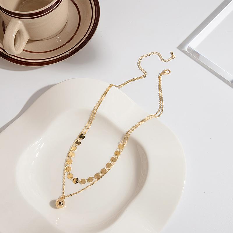 Light Luxury Temperament Collarbone Chain Gentle Pearl Splicing Necklace Multi-Layer Bow Letter Sweet Cool Girl Collar