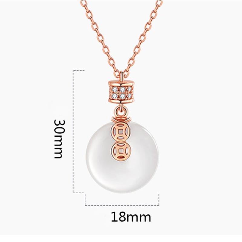 Retro Pendant Necklace Light Luxury Imitation White Jade Circular Pendant