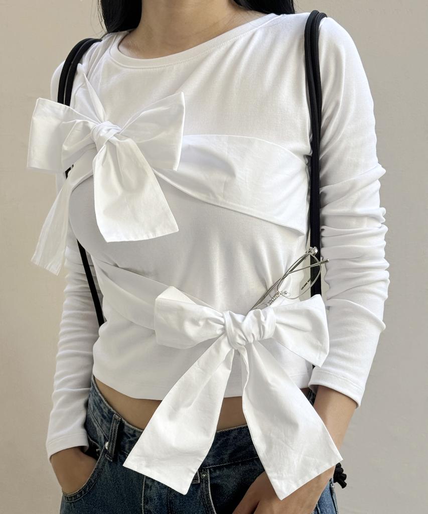 CRANK Double Ribbon Tide Top_White