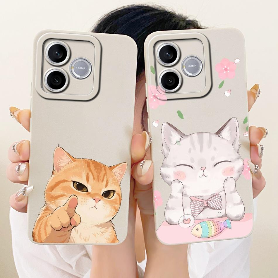 For Honor 600 Lite 5G Honor600 Cute Cat Flower Cartoon Phone Case For Honor 600 600Lite Soft Silicone Covers Bumpers