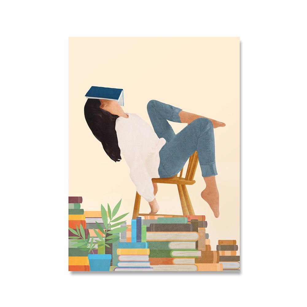 Lost In My Books Canvas Art Painting Morning Wine Poster and Print Summer Vacation Wall Art Pictures For Living Room Home Decor