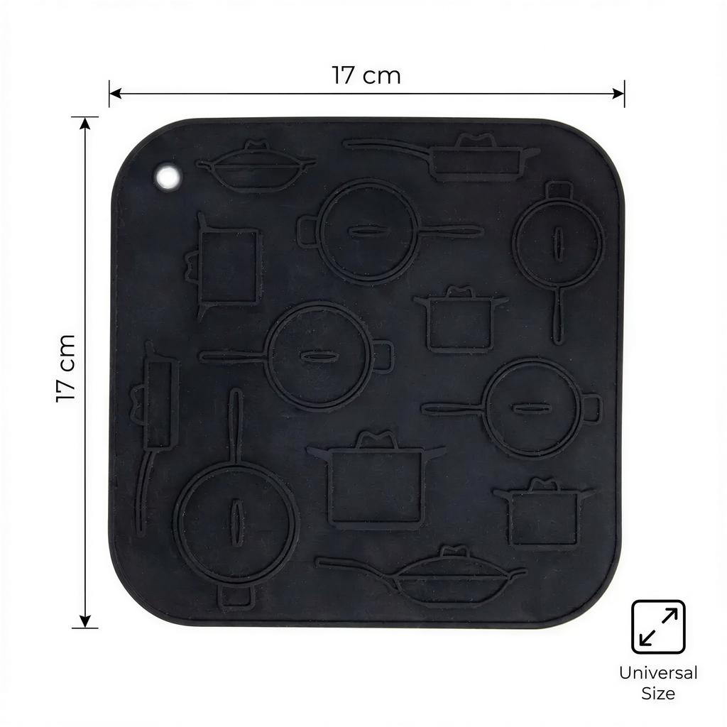 ANTI-SLIP SILICONE PROTECTIVE PAD FOR HOT POT, BLACK 17cm