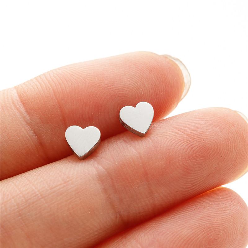 Kleine Edelstahl-Ohrringe Geometrisch Damen Herren Minimalistisch Rund Herz Mond Stern Ohrstecker Dreieck Pendientes Geschenk