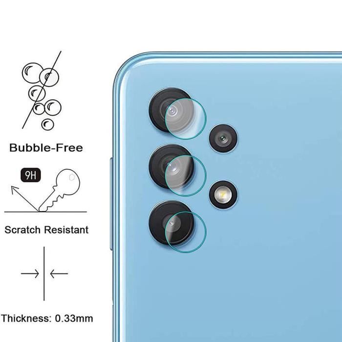 Coque Silicone - BOOLING - pour Samsung Galaxy A32 5G - Noir - 2 Verres Trempés - Protection Caméra Arrière