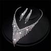 Popular European and American Fashion Jewelry, Niche Design Diamond-set Fringed Neck Earrings, High-end Necklace Set