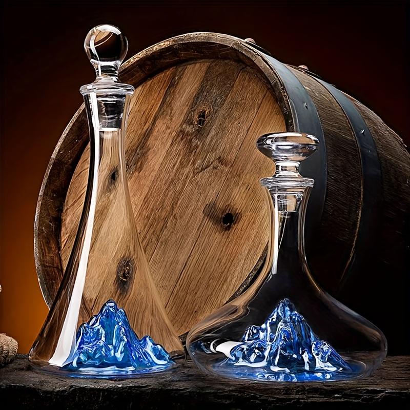 Creative Red Wine Decanter Blue Iceberg Mountain Handcrafted Crystal Glass Red Wine Carafe Elegant Glass Bottle Perfect Gifts