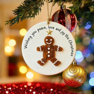 Yousheng Sea Glass Christmas Ornament Handcrafted Sea Glass Santa/Candy Cane/Tree/Gingerbread Hanging Decor Acrylic Coastal Ornament for Xmas Tree