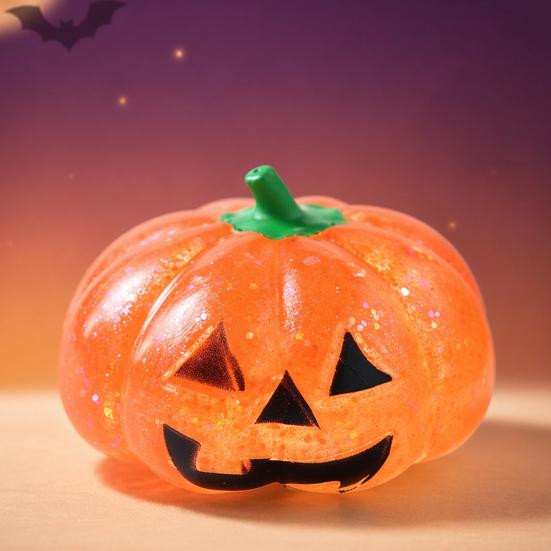 Relaxation Squeeze Ball 1/2/3Pcs Halloween Pumpkin Stress Relief Toy Creepy Head Glitter for Kids Adults Party Favors Fidget Toy