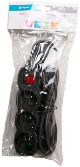 Extension cord with switch dpm pp16 3 sockets/3 m black