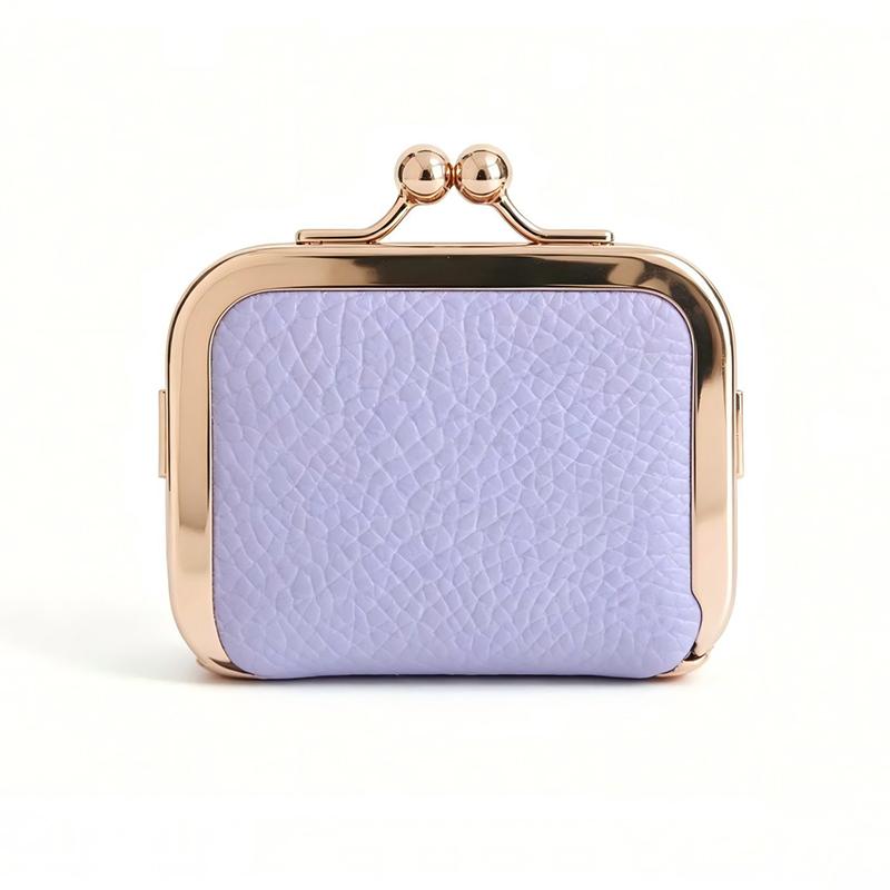 PU-Leder Kiss Lock Münzbörse Unifarbene Multifunktionale Mini Kleine Gegenstandstasche Schmucktasche Quadratisch Schlüssel Lippenstifte Ohrringe