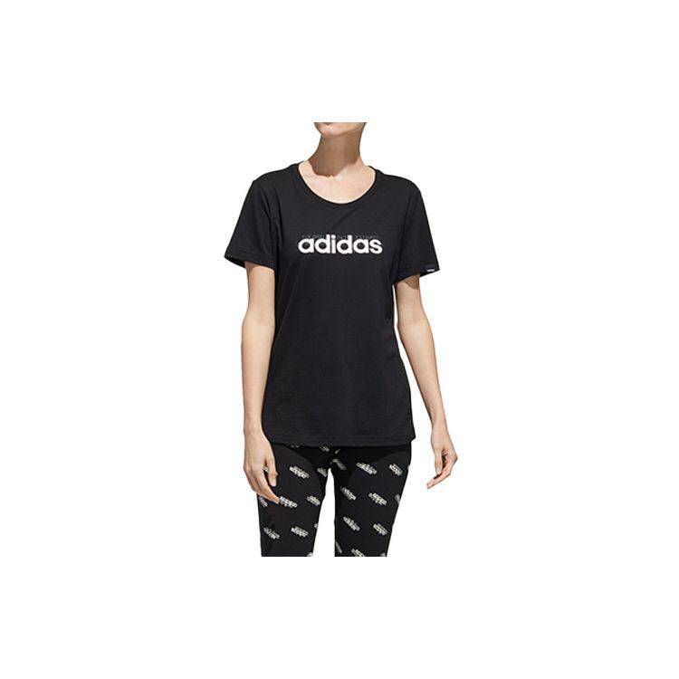 Adidas T Shirts Women's Black Crew Neck Moderate Straight Fit FM6154