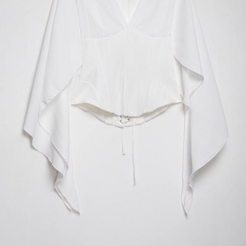 Spring 2026 European & American Style V-Neck Waist-Cinching Shawl Top