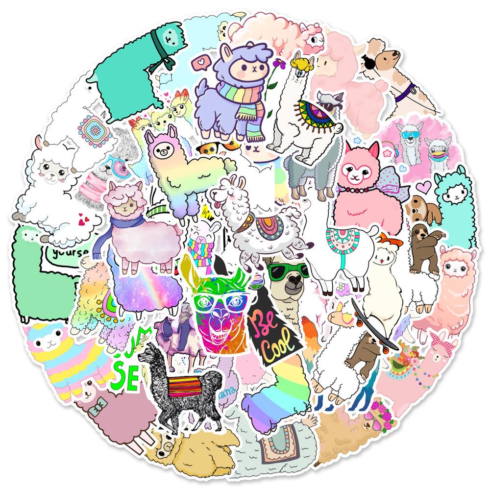 50 Cute Cartoon Animals Alpaca 2 Laptop Suitcase Water Cup Doodle Decorative Stickers