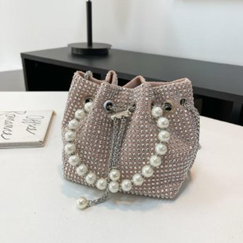imple design mini bucket bag, popular bright diamond bag women's versatile new versatile chain messenger bag
