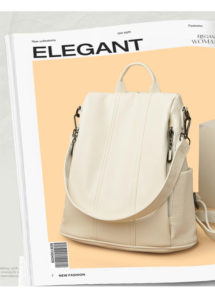 Women's Retro Anti-theft Faux Leather Backpack - High-end, Versatile, Large Capacity