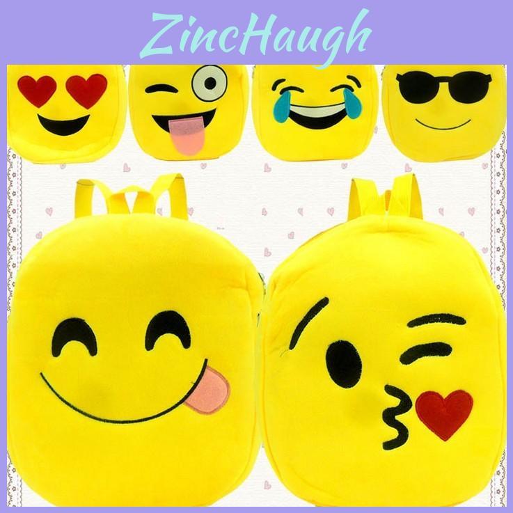 Adorable Cute Smile Emoji Face Backpack For Kids Crafted With Plush Material