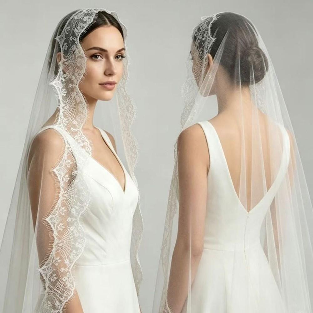 Delicate Tulle Bridal Headscarf 2M Long Muslin Head Covering Charming Wedding Veil Bridal Ceremony