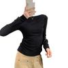 Premium Black One-Shoulder Long-Sleeve Korean Style Women's Innerwear Top 2025