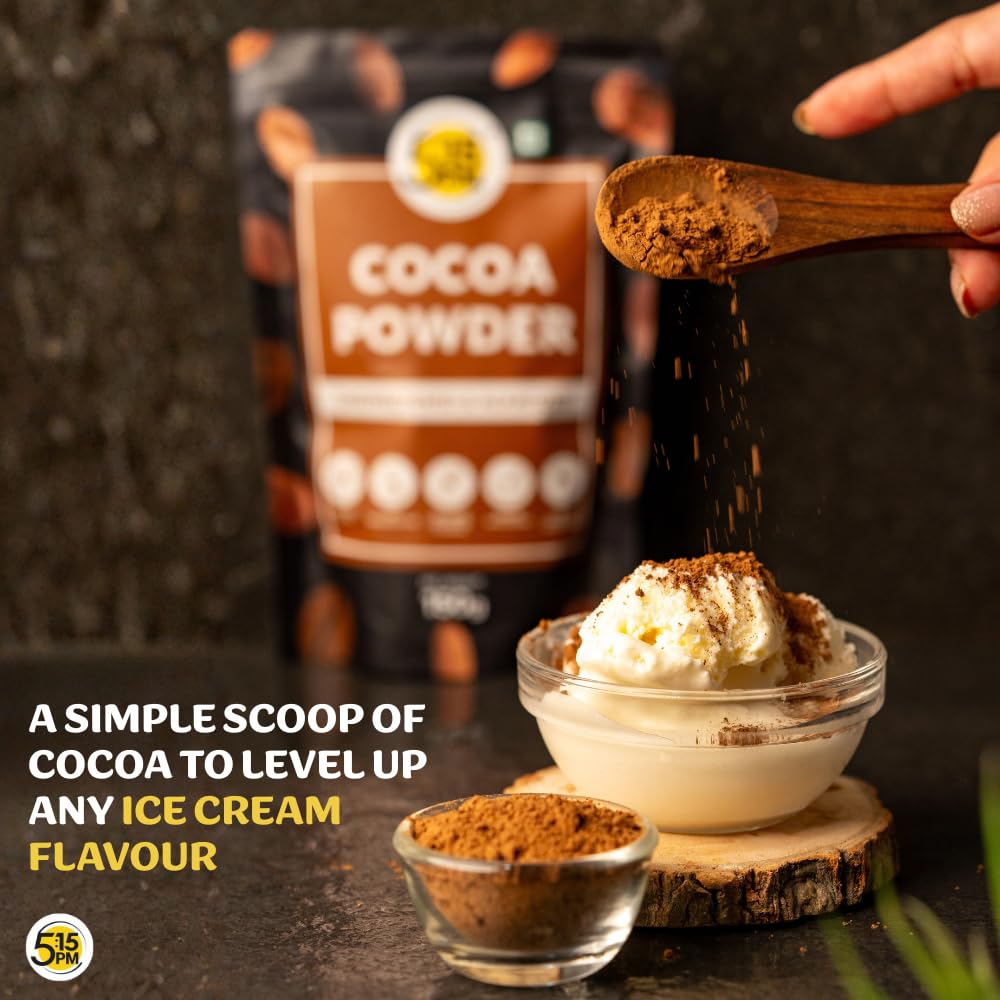 5:15 PM Pure Unsweetened Cocoa Powder 150g | Dark Alkalized Cocoa For Baking, Hot Chocolate & Milkshakes