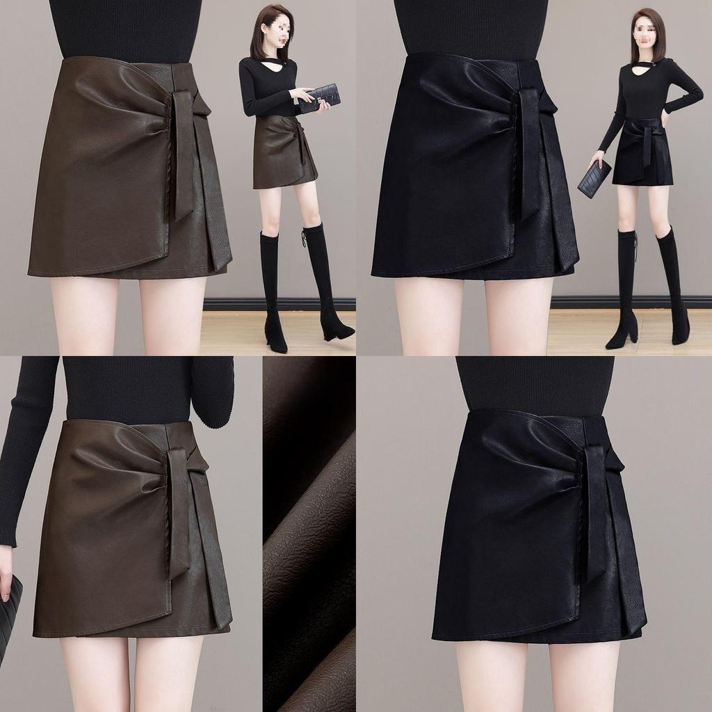 Brand High Waist Short Leather Skirt With Asymmetrical Design For Women