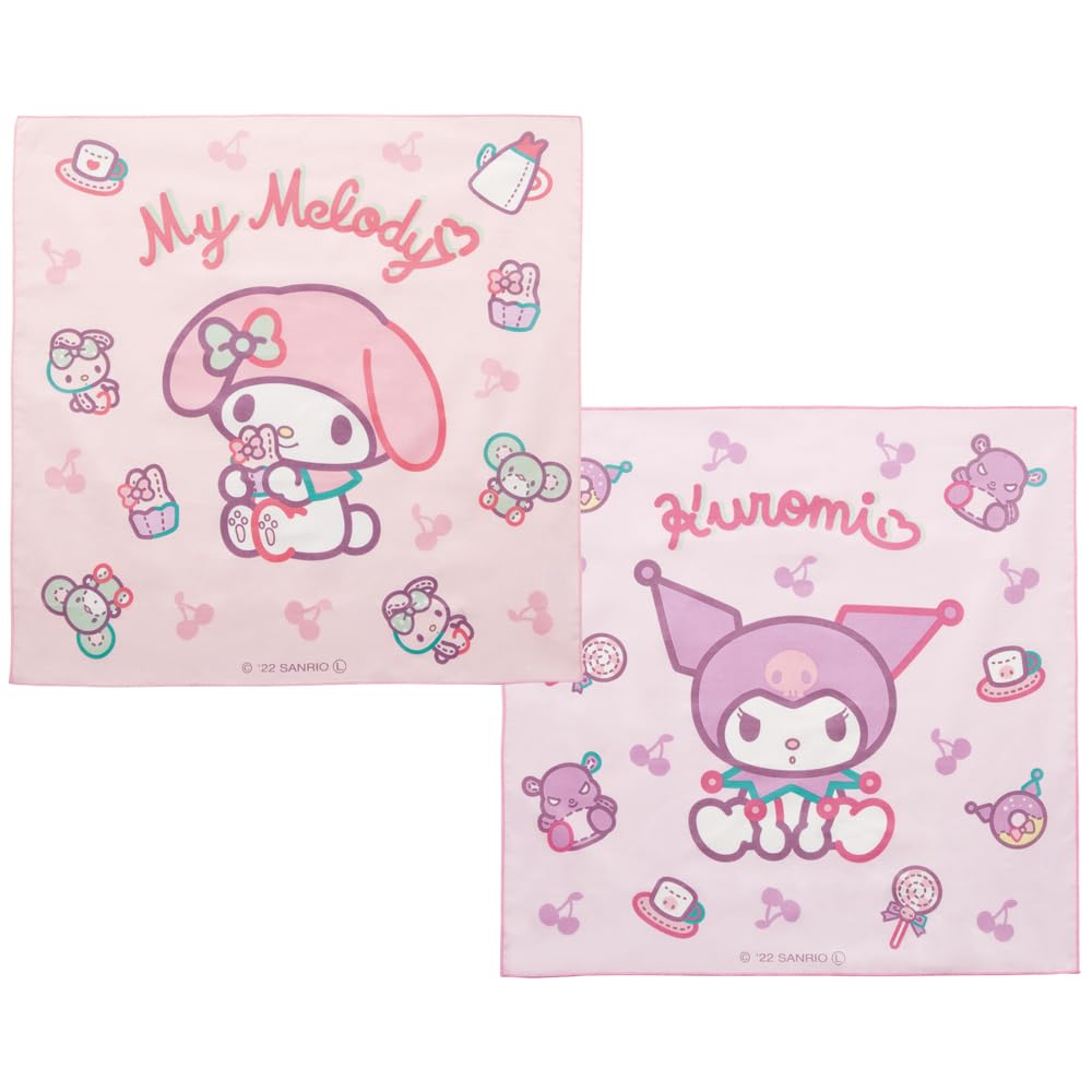 Skater Lunch Cloths for Set of Sanrio My Melody and Kuromi Plush Toys for Girls Children, 2, (KB4WN)