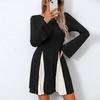 Women Dresses 2025 Spring Long Sleeve O-Neck Fashion Casual Black Women Dress J876