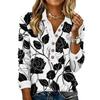 Women's Retro Street Lazy V,neck Long Sleeve Button Floral Print Pullover Top