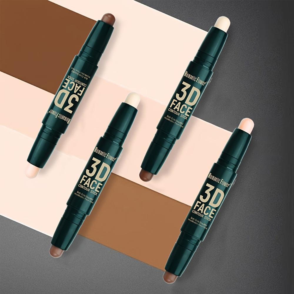 Double Head Contour Stick, Highlights&Contour&Concealer 3D Face Waterproof Long Lasting Makeup with Plant Squalane