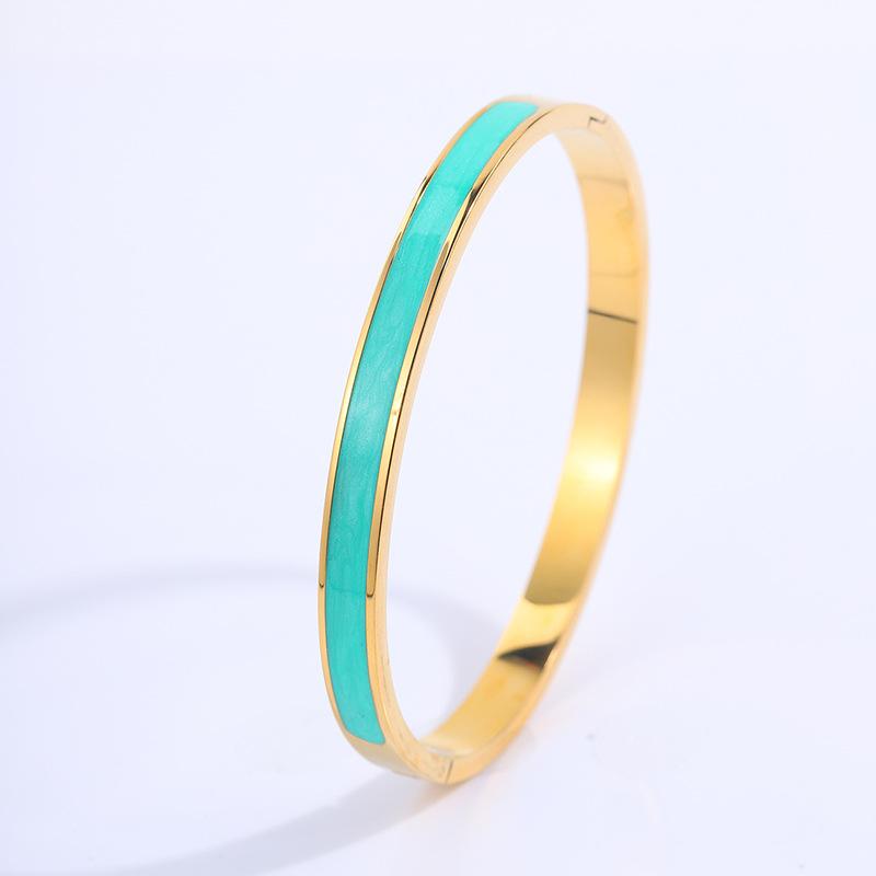 Titanium steel bracelet, European and American fashion enamel drip bracelet, girls' high-end k real gold electroplated bracelet