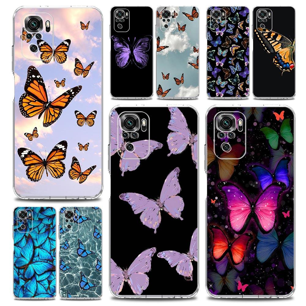 Butterfly Soft Phone Case For Xiaomi Redmi Note 12 11 9S 9 8 10 Pro Plus 7 8T 9C 9A 8A K40 Gaming Silicone Clear Cover Coque