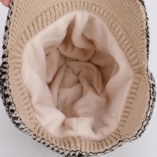 Riding Hat Soft Plush Inner Wide Brim Ear-Protecting Knitting Baseball