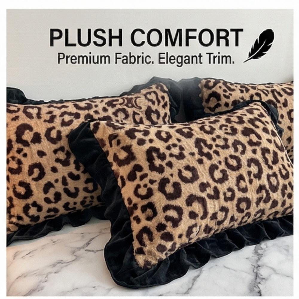 סט מצעים יוקרתי לחורף עם הדפס נמר ופרוות ארנב, ארבעה חלקים - כיסוי שמיכה עם ריפוד נוסף והגדלת עובי לחימום ונוחות משופרים.