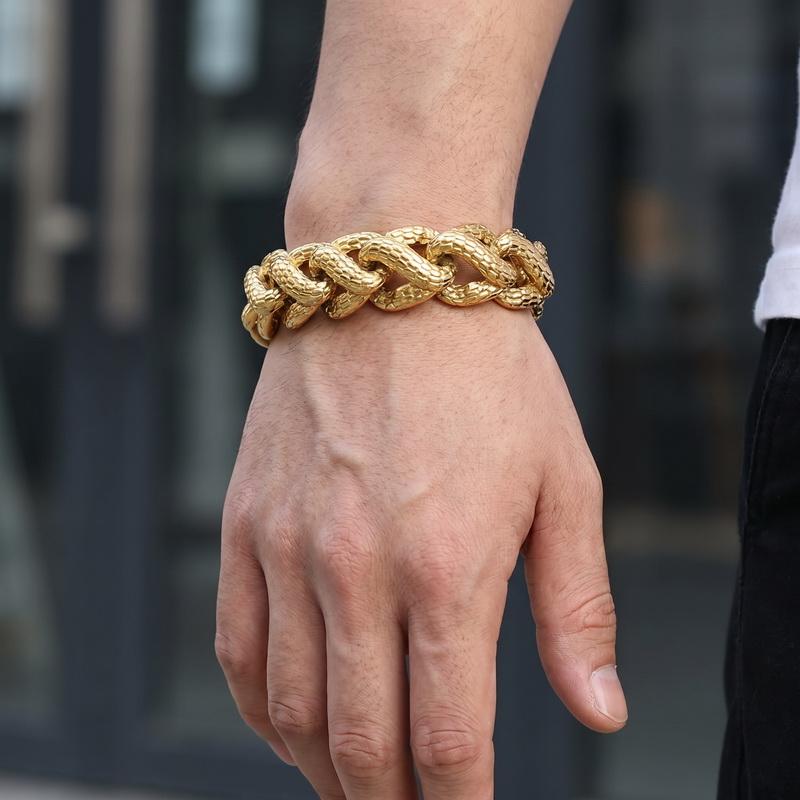 Men's Bracelets 18MM Width Snake Link Cuban Chain Bracelet for Man Punk Rock 316L Stainless Steel Jewelry Male Birthday Gifts