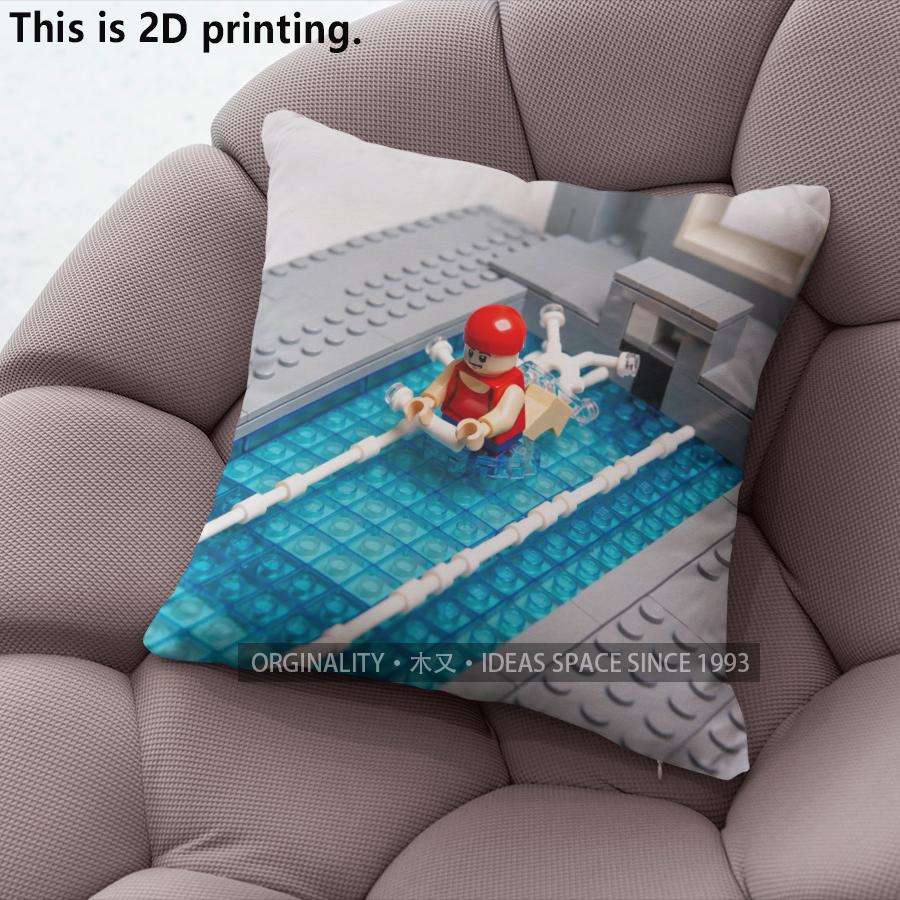 LEGO Style Swimming Pool Print Throw Pillow Covers Pattern Cushion Cover Suitable for Sofa Bedroom Car Pillow Cover