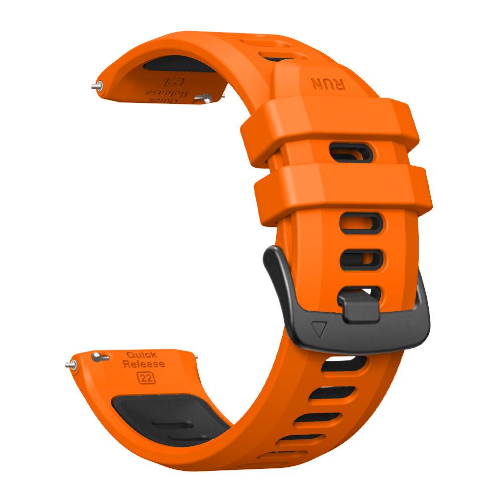22mm Flat Head Silicone Watch Band for Garmin Forerunner 570, 47mm Two-Tone Strap