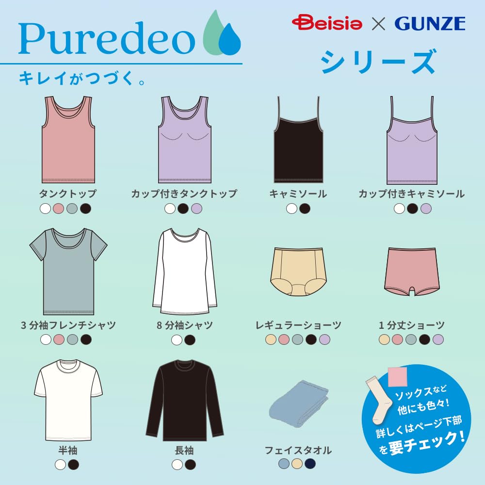 Beisia GUNZE Regular and Size LL Women's Shorts, Deodorizing, Antibacterial, Odor-Resistant, Black,