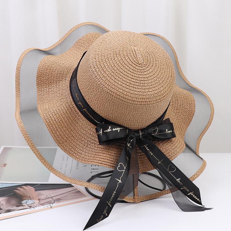 Summer French Big Brim Sun Hat Women's Fashion Ins Seaside Sun Protection Straw Hat Pastoral Pearl Face Small Sun Hat