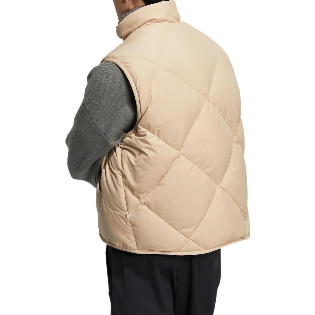 Adidas Originals Solid Color Printed Logo Stand Collar Zipper Sports Casual Vest Unisex Vests Beige HR8263