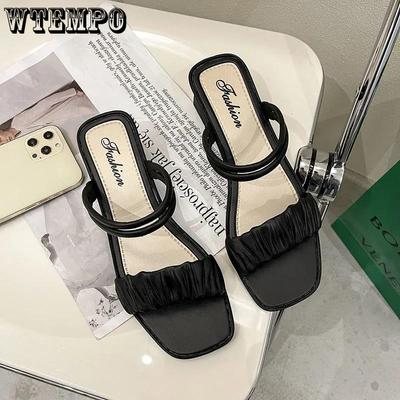 Women's Summer Sandals High Heels Solid Color All-match Non-slip Wear-resistant Shoes